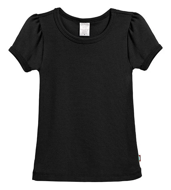 Girls Soft Cotton Short Sleeve Puff Tee  | Black - Remutear
