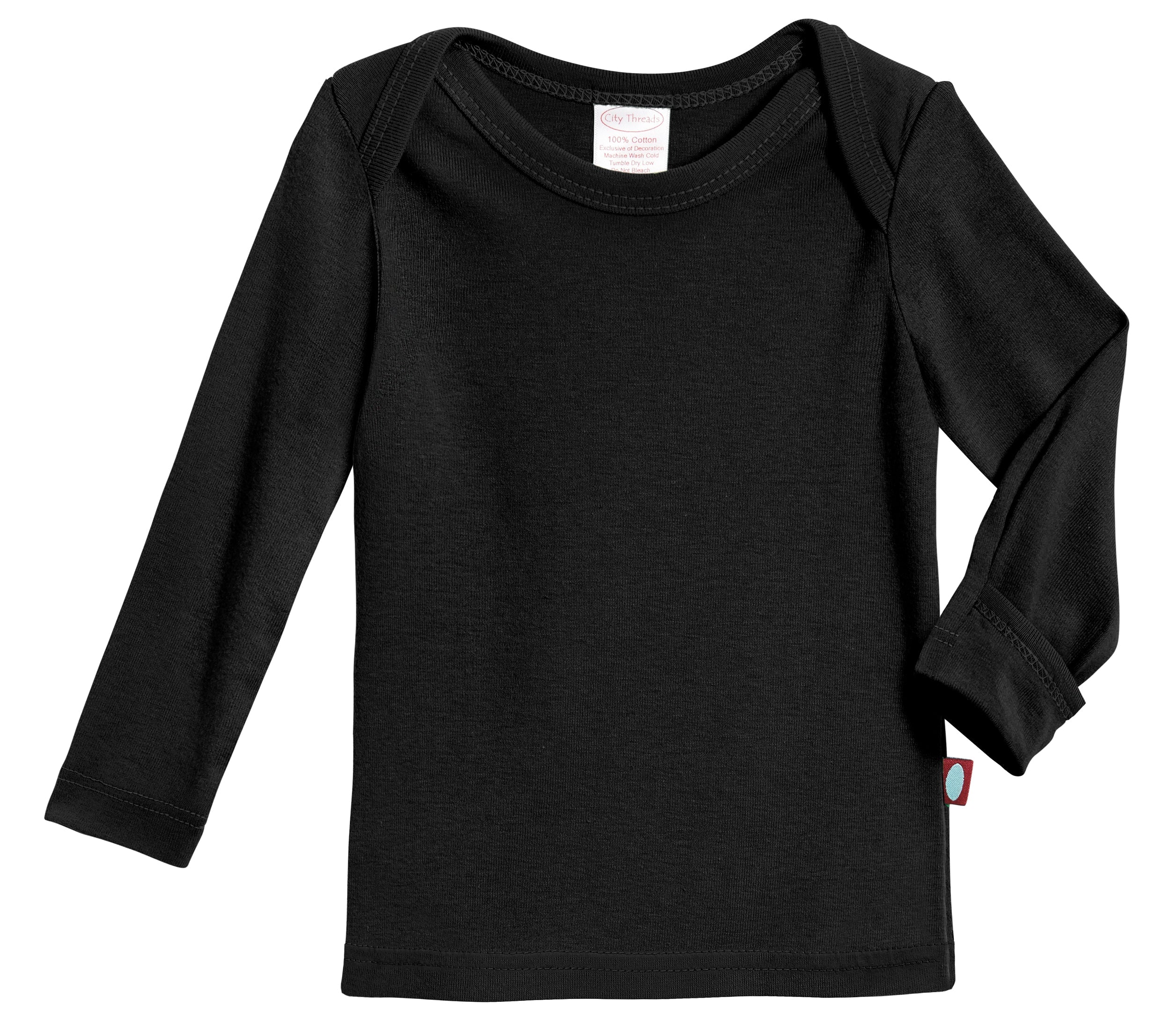 Super-Soft Organic Cotton Baby Rib Long Sleeve Lap Tee| Black - Remutear