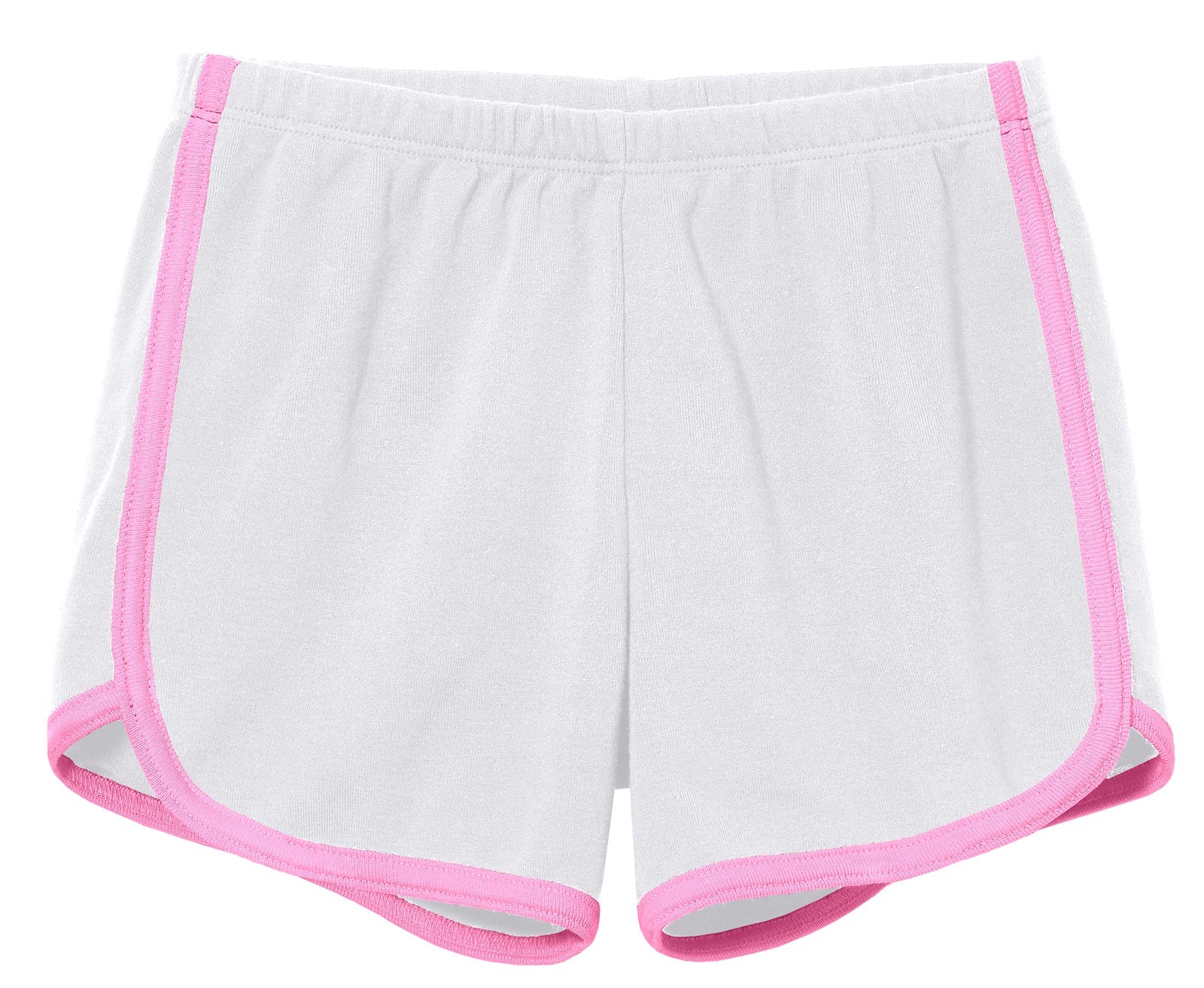 Girls Soft Cotton Knit Short with Trim | White w. Bubblegum Trim - Remutear