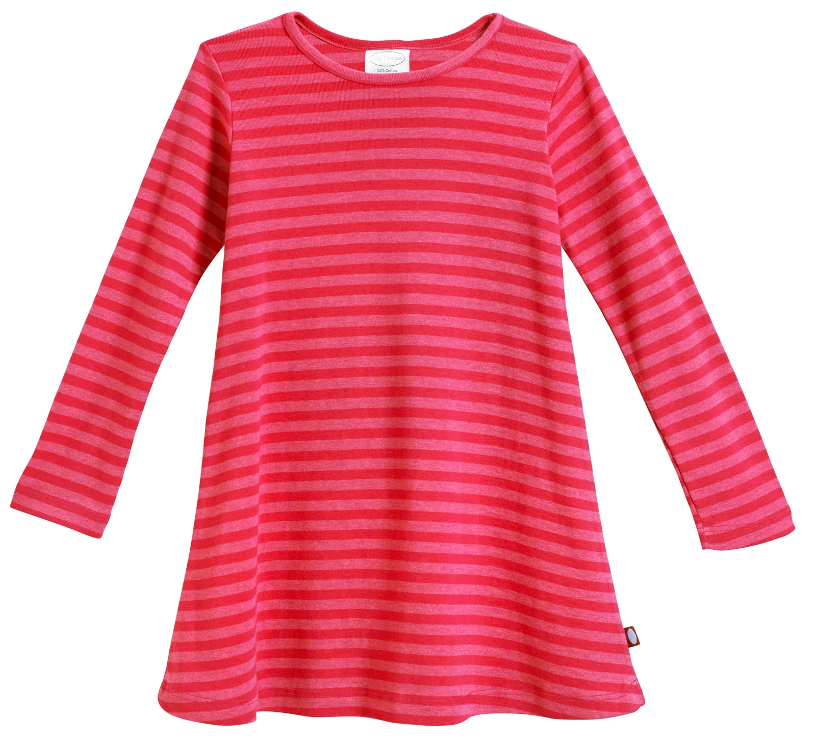 Girls Soft Stripe Long Sleeve Dress | Candy Apple - Remutear