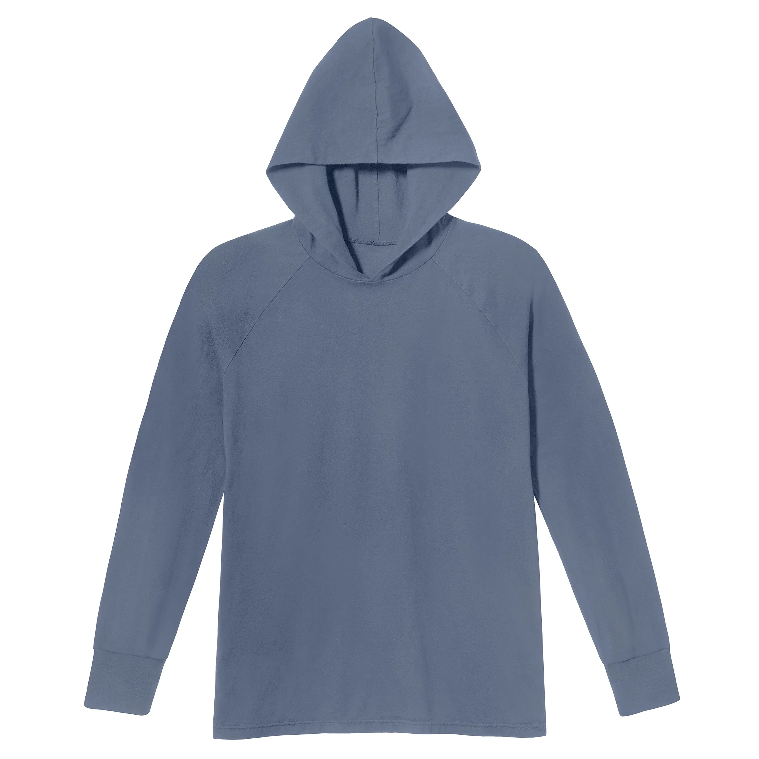 Men's Soft 100% Cotton Medium-Weight Long Sleeve Hooded Tee With Cuffs | Concrete - Remutear