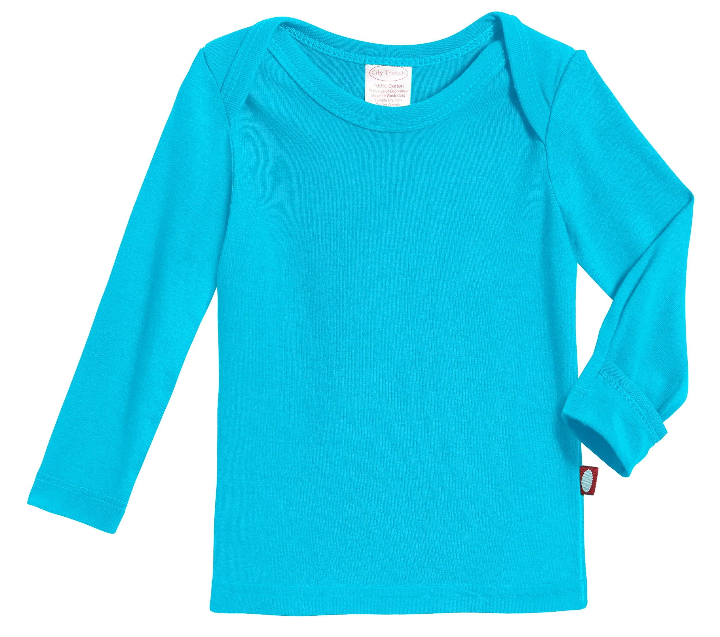 Super-Soft Organic Cotton Baby Rib Long Sleeve Lap Tee| Turquoise - Remutear