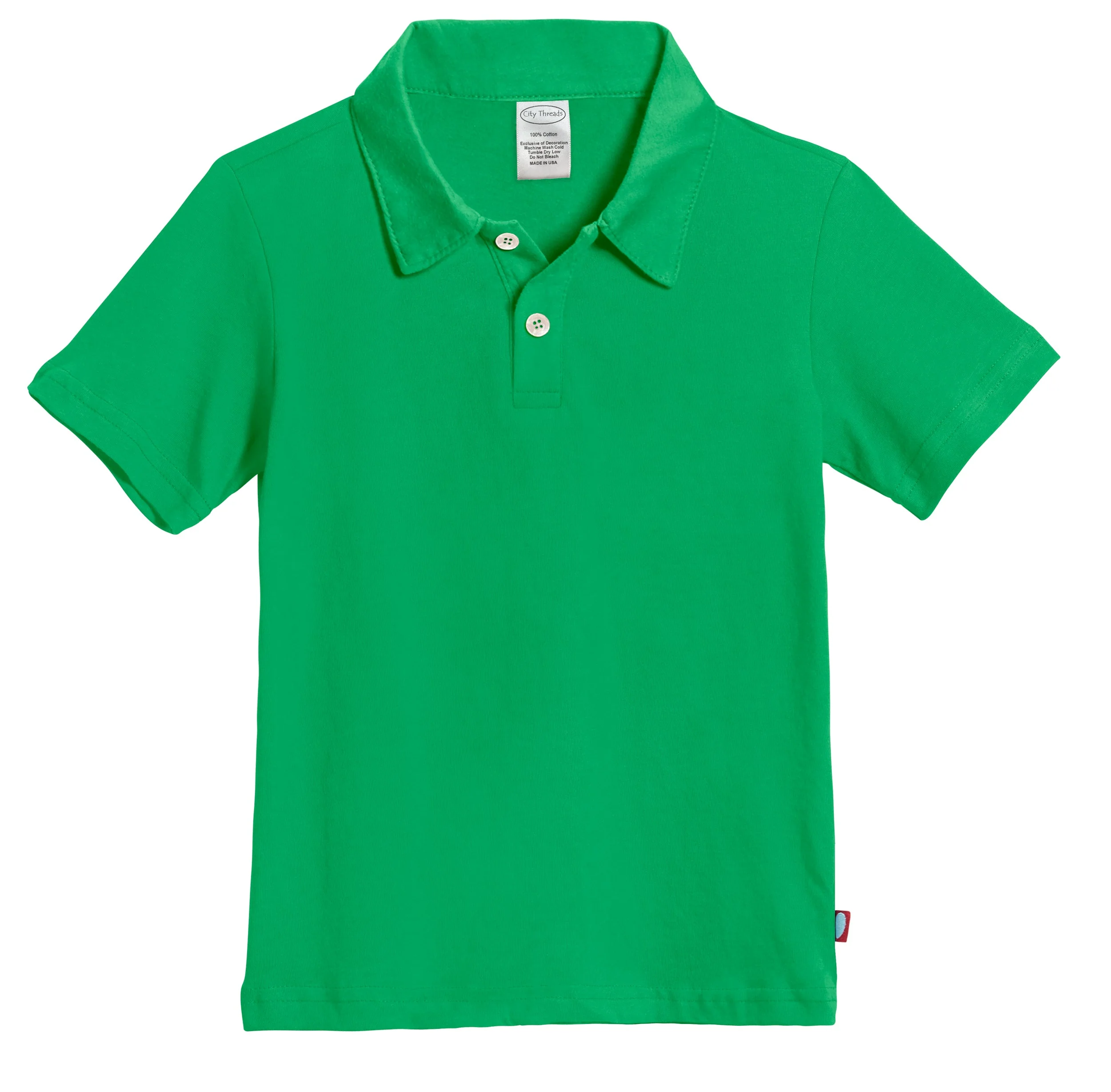 Boys Soft Cotton Jersey 2-Button Short Sleeve Polo Shirt | Elf - Remutear