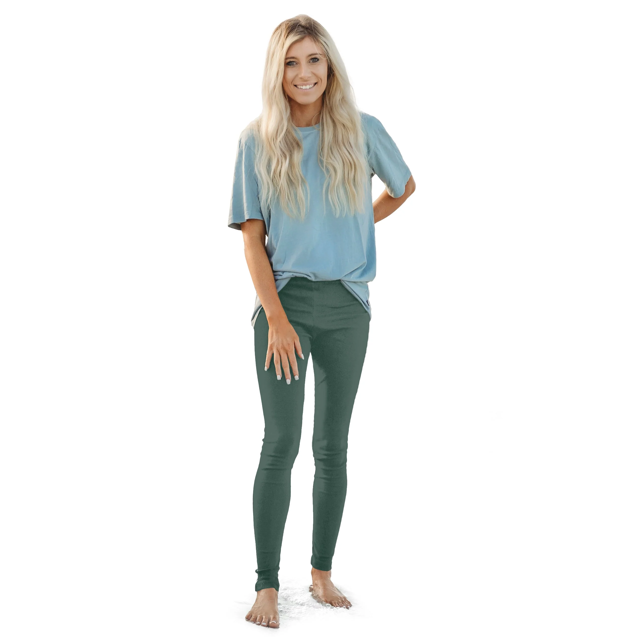 Women's Soft 100% Organic Cotton Leggings | Smoky Sage - Remutear