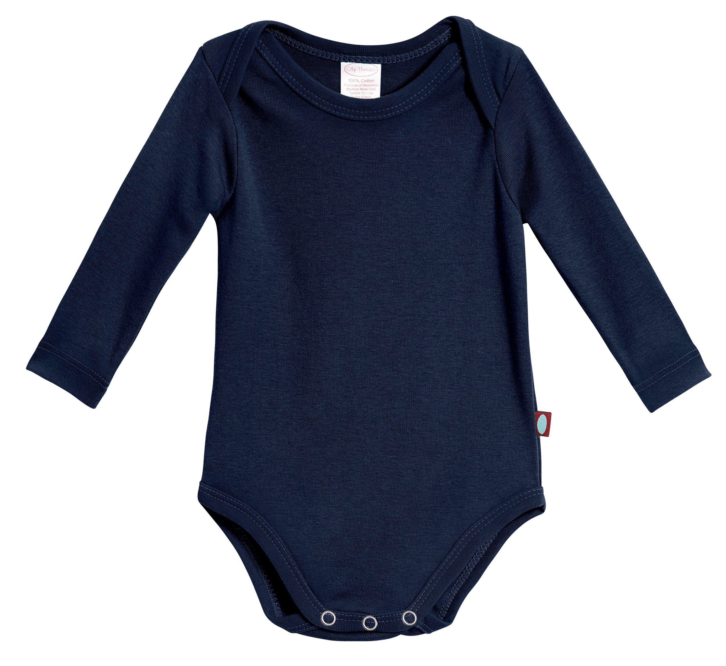 Super-Soft Organic Cotton Baby Rib Long Sleeve Snap Onesie| Navy - Remutear