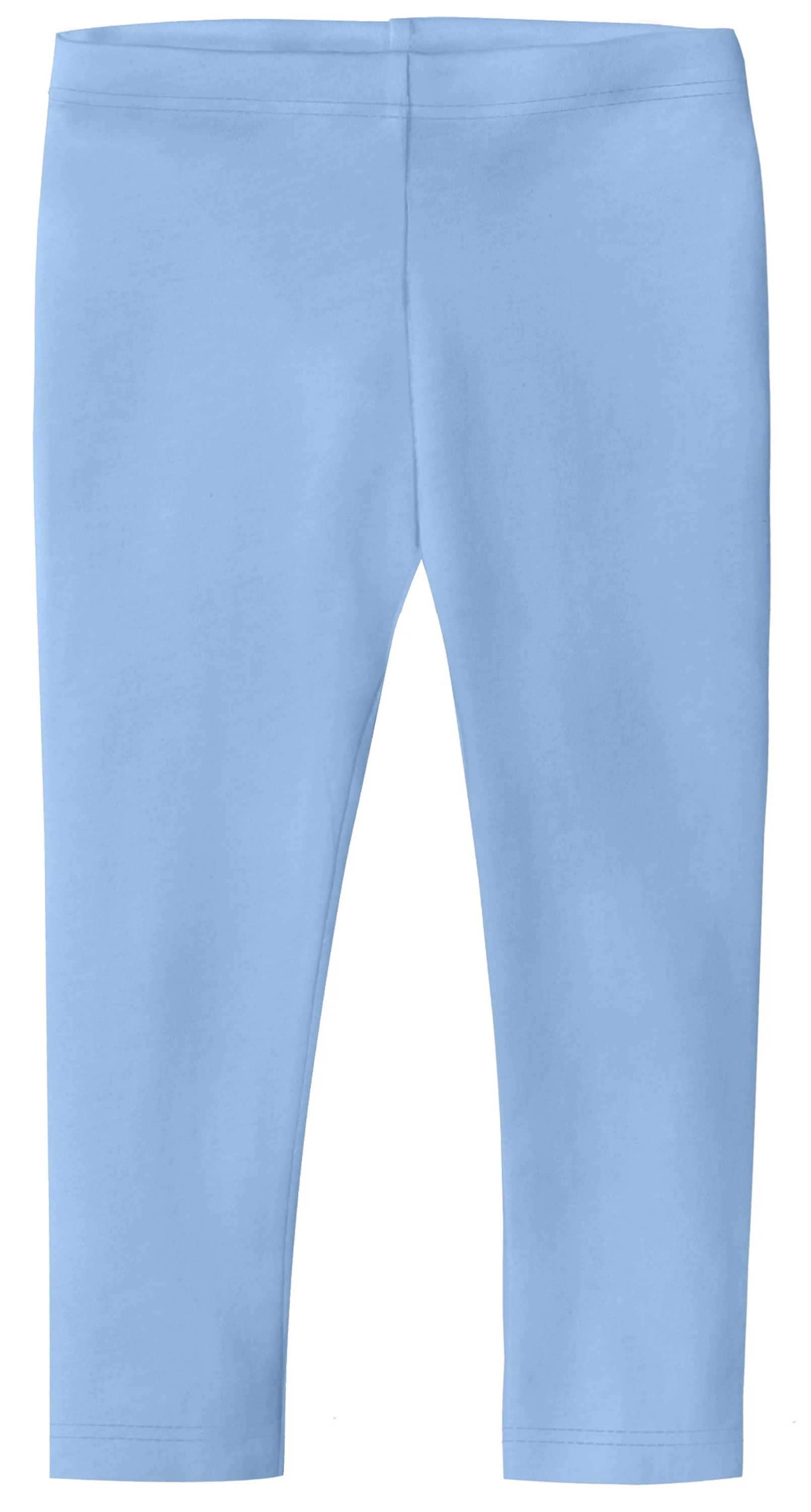 Girls Soft 100% Cotton Capri Leggings | Bright Light Blue - Remutear