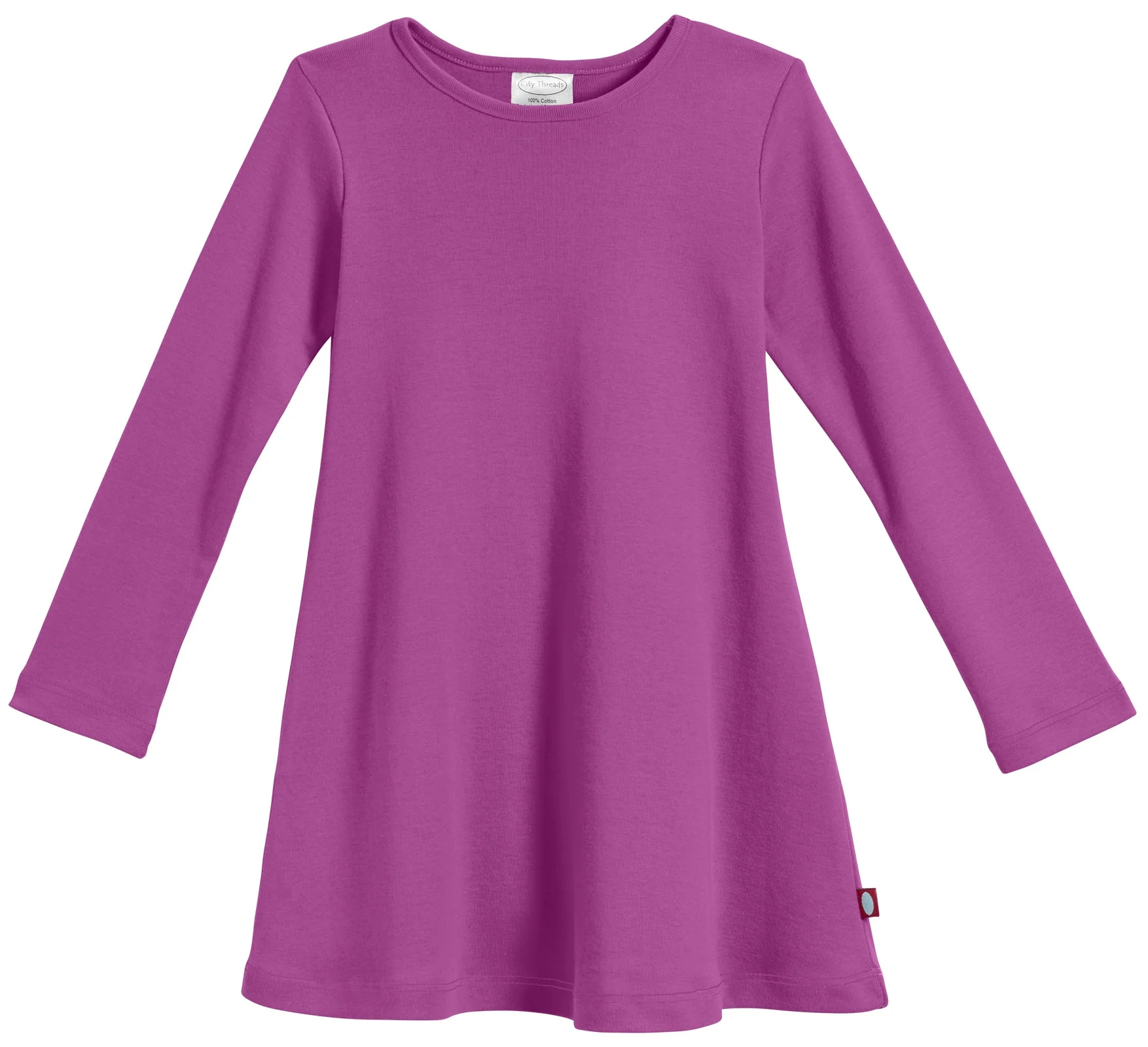 Girls Soft Cotton Long Sleeve Baby Rib Dress | Plum - Remutear