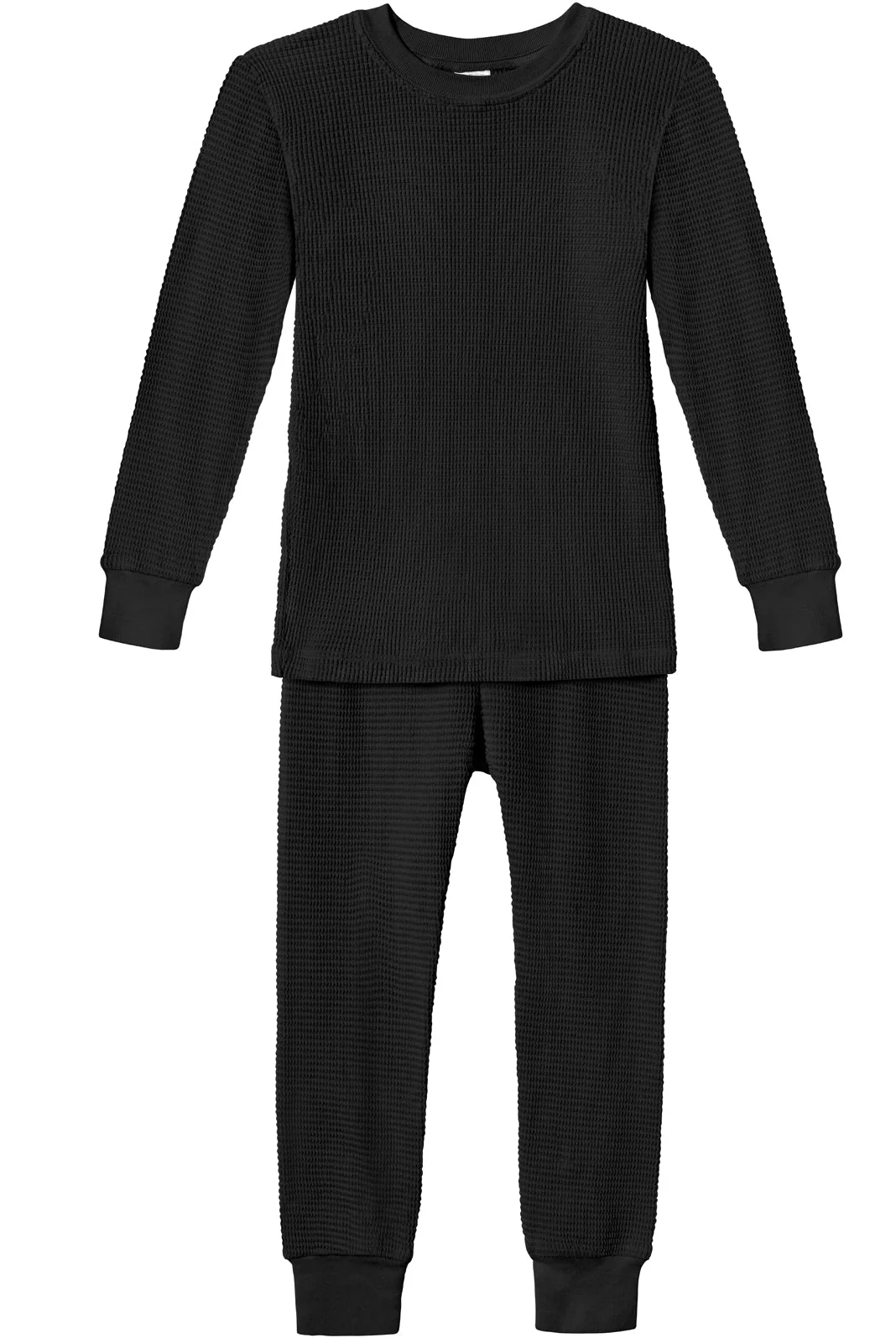 Boys and Girls 100% Cotton Soft & Warm Heavier Thermal Long John Set | Black - Remutear