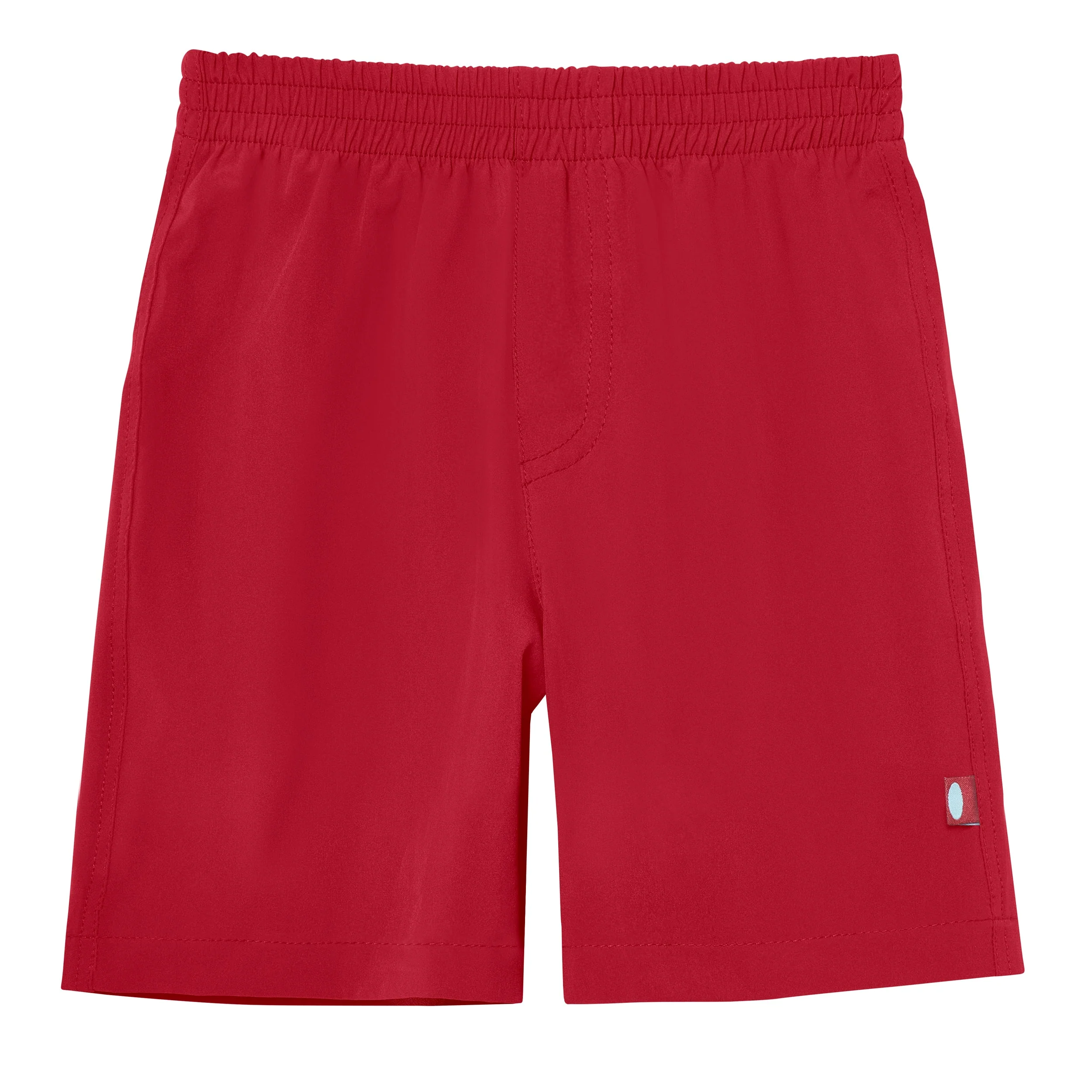Boys UPF 50+ Soft Stretch Club Swim Trunks  - Above The Knee Fit | Red - Remutear