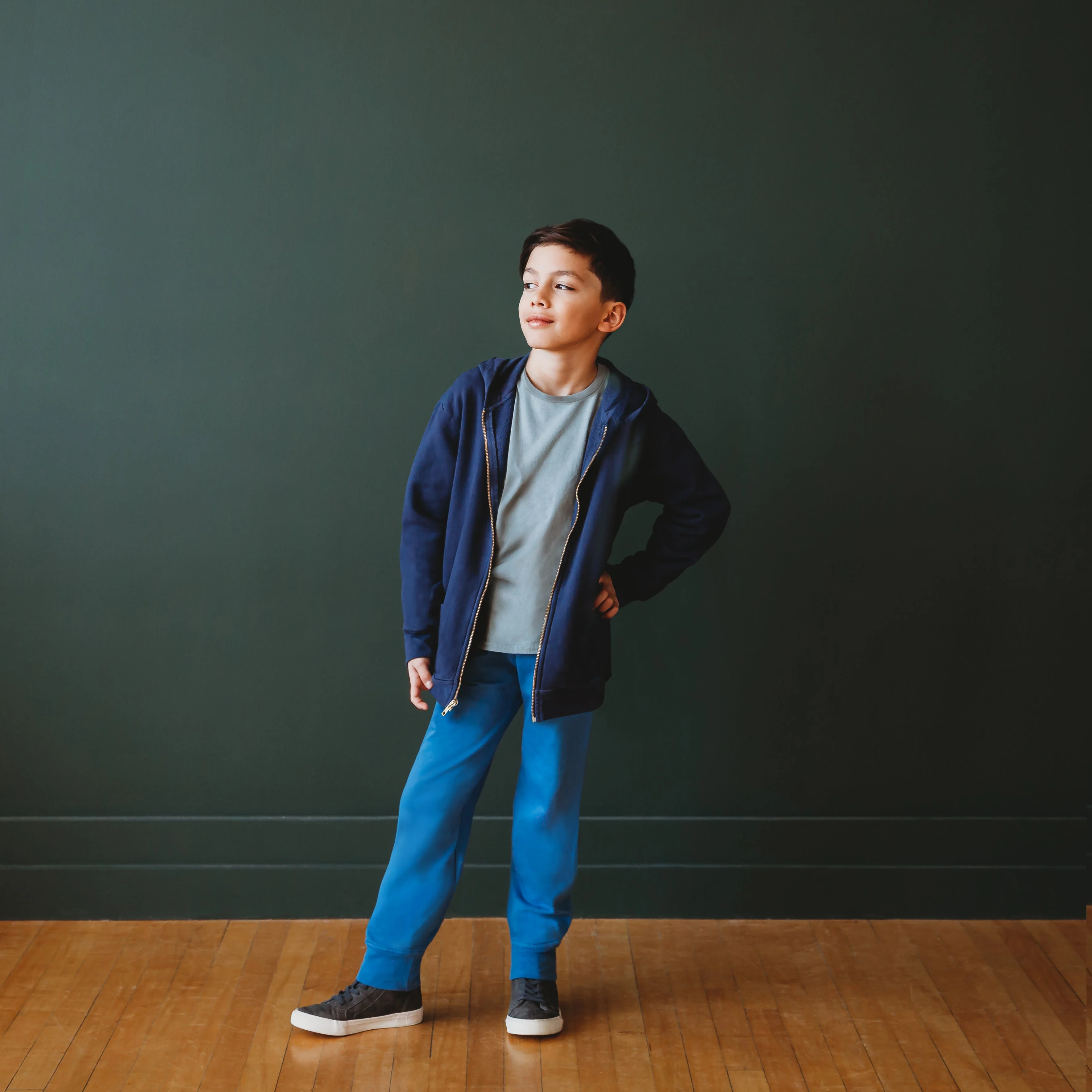 Boys and Girls Lightweight Soft Cotton Fleece Pocket Jogger | Concrete - Remutear