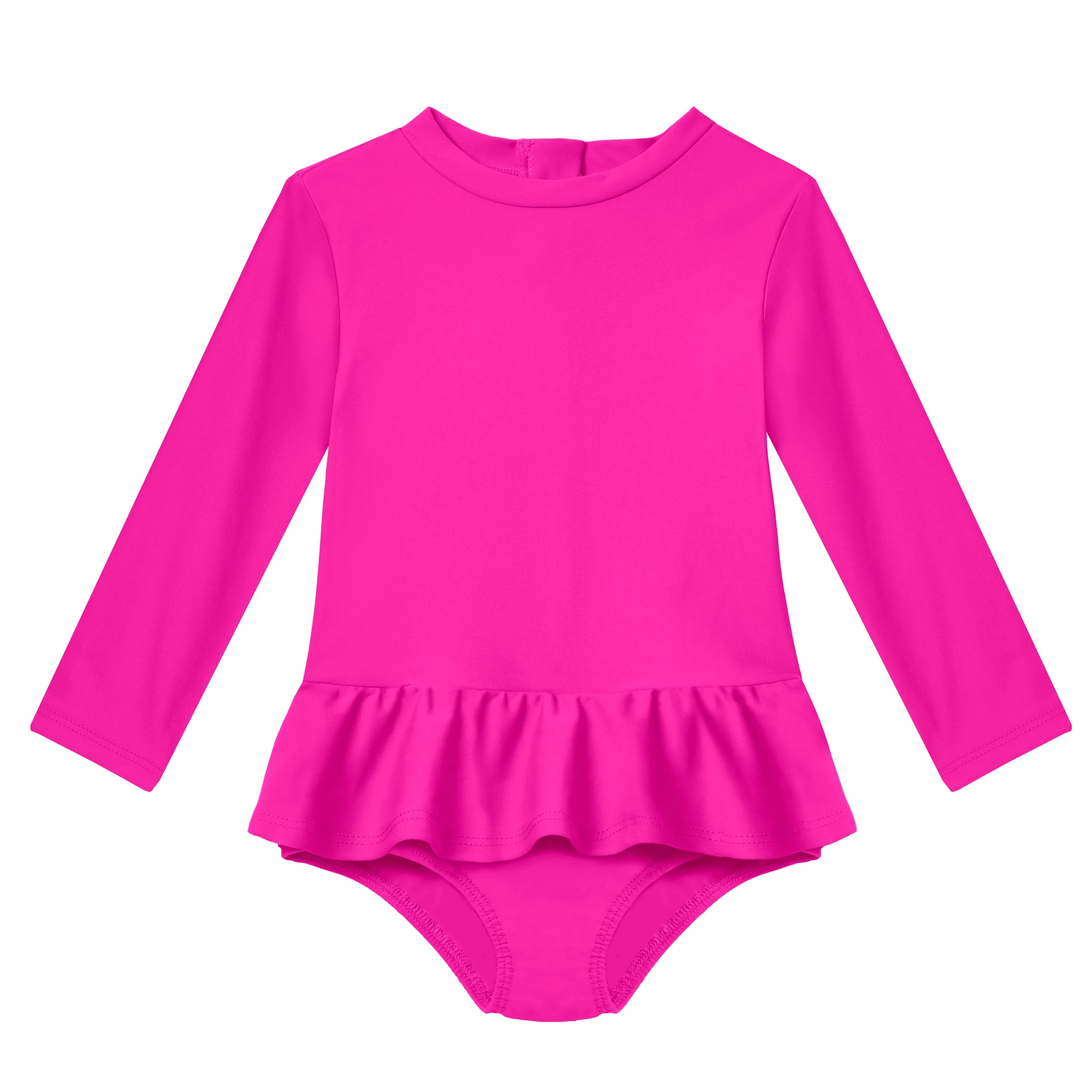 Infant and Toddler Girls UPF 50+ Skirted One-Piece Swimsuit | Hot Pink - Remutear