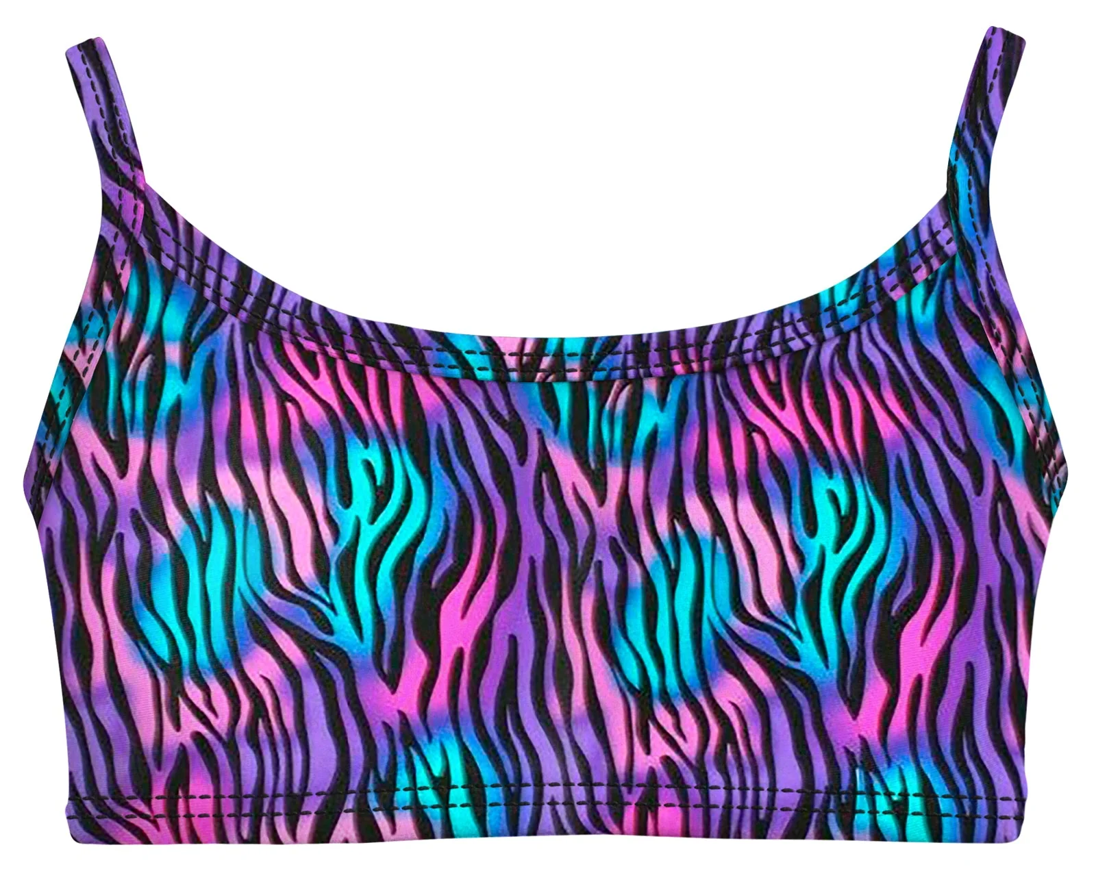 Girls UPF 50+ Printed Bikini Swim Top  | Electric Zebra - Remutear
