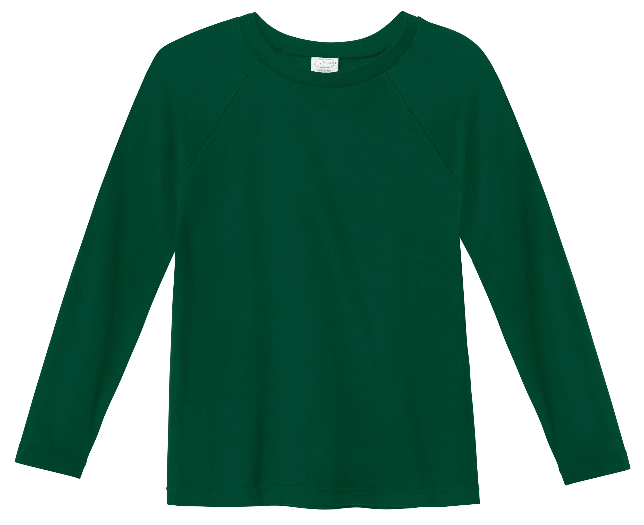 Boys Super-Soft 100% Organic Cotton Raglan Long Sleeve Tee | Forest Green - Remutear