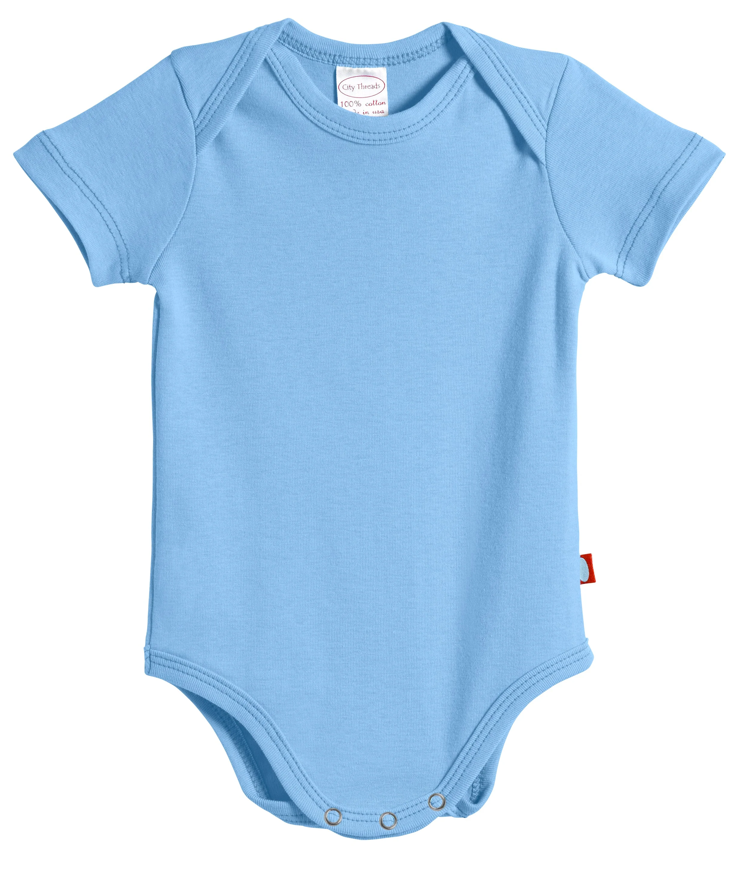 Super-Soft Organic Cotton Baby Rib Short Sleeve Snap Onesie| Bright Light Blue - Remutear