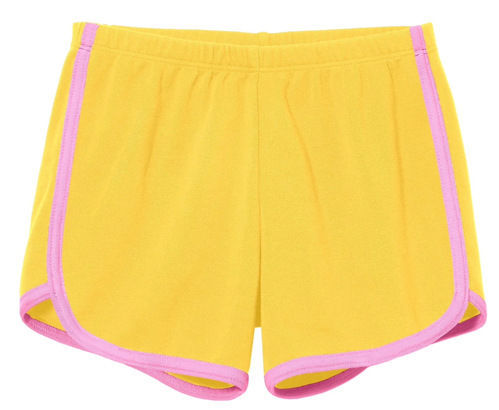 Girls Soft Cotton Knit Short with Trim | Yellow w. Bubblegum Trim - Remutear