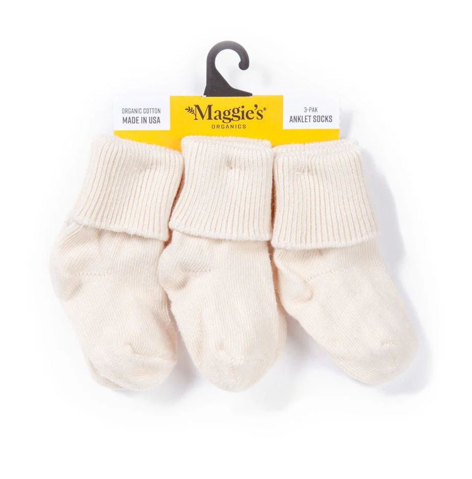 Maggie's Organic Baby Crew Socks - Natural 3-Pack | Natural - Remutear
