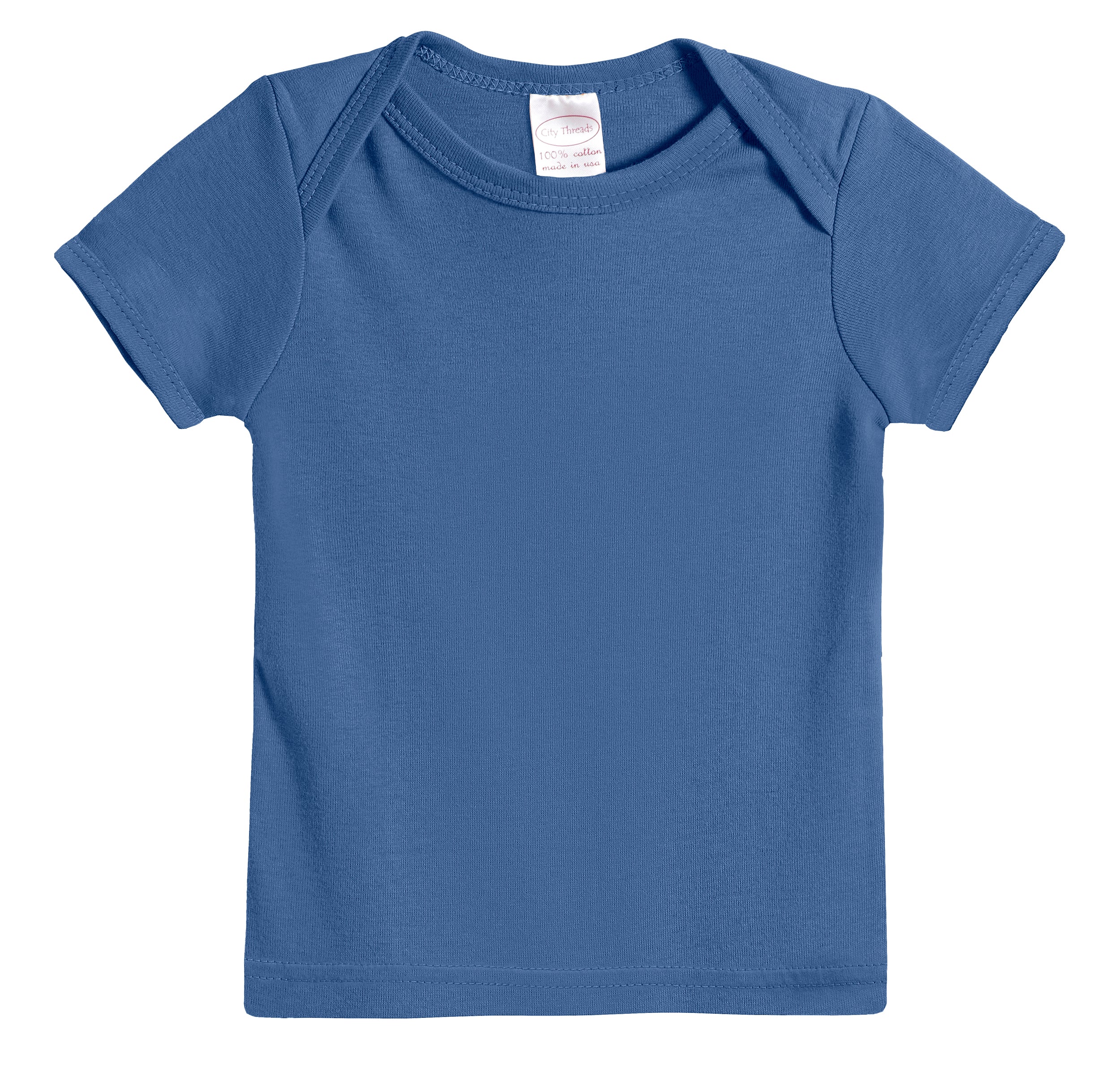 Super-Soft Organic Cotton Baby Rib Short Sleeve Lap Tee| Smurf - Remutear
