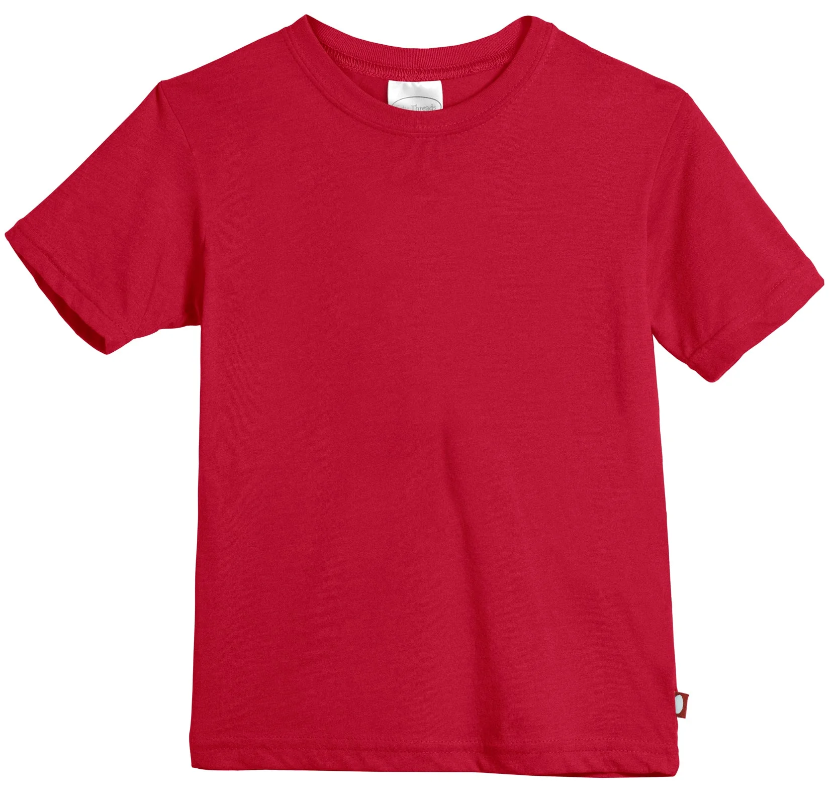 Boys Soft Organic Cotton Jersey Short Sleeve Crew Tee | Red - Remutear