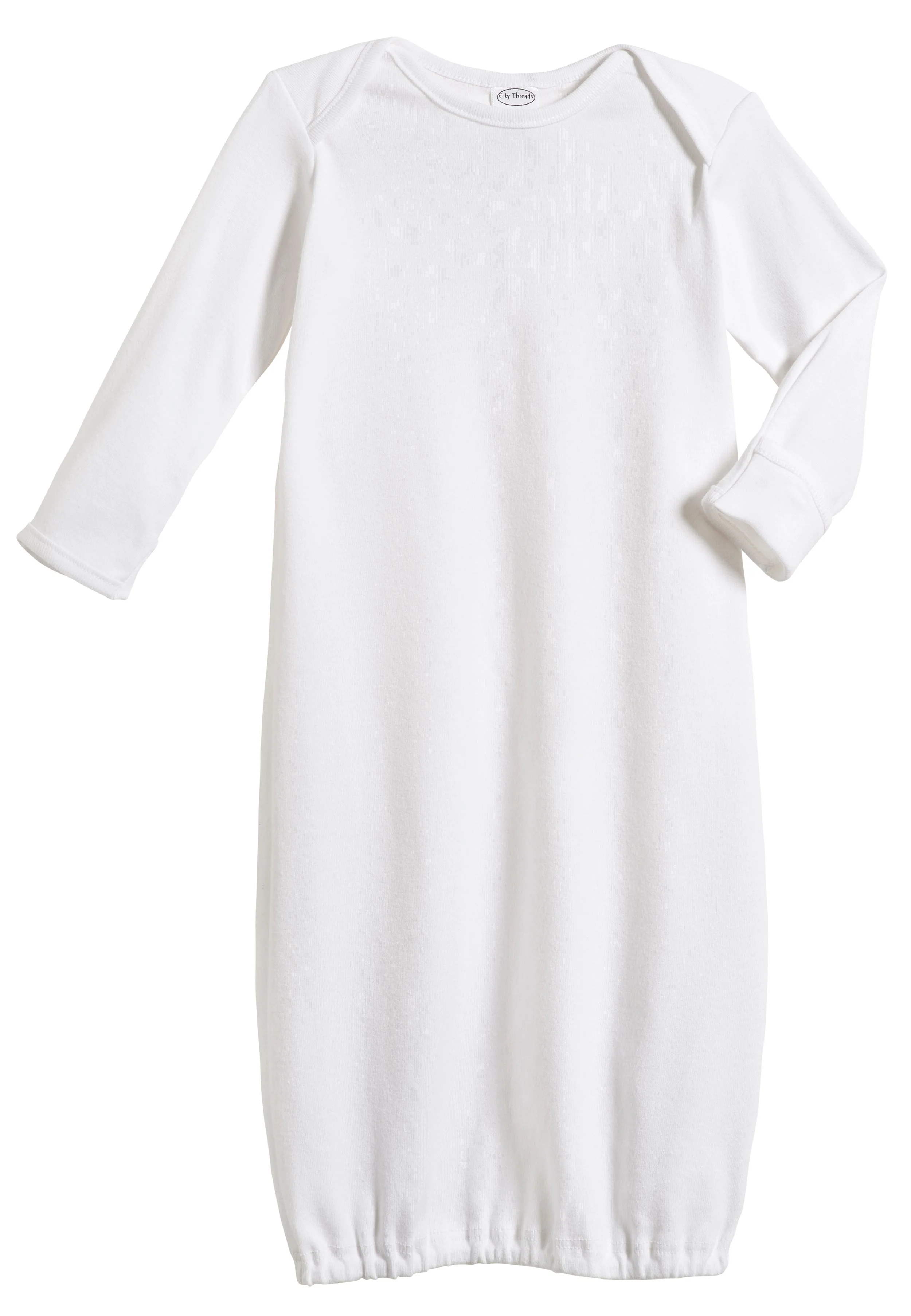 Super-Soft Organic Cotton Baby Rib Gown | White - Remutear