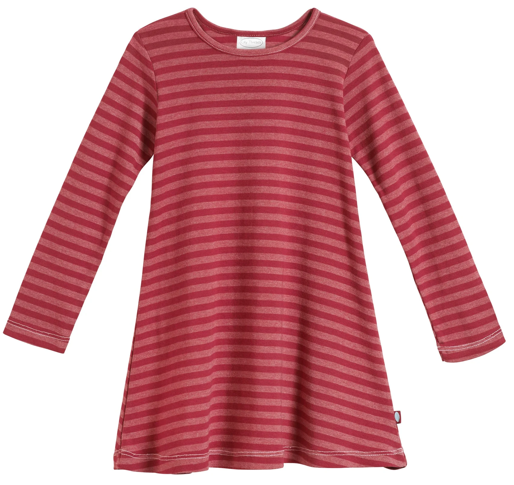Girls Striped Long Sleeve Dress-Seconds| Damage - Red - Remutear