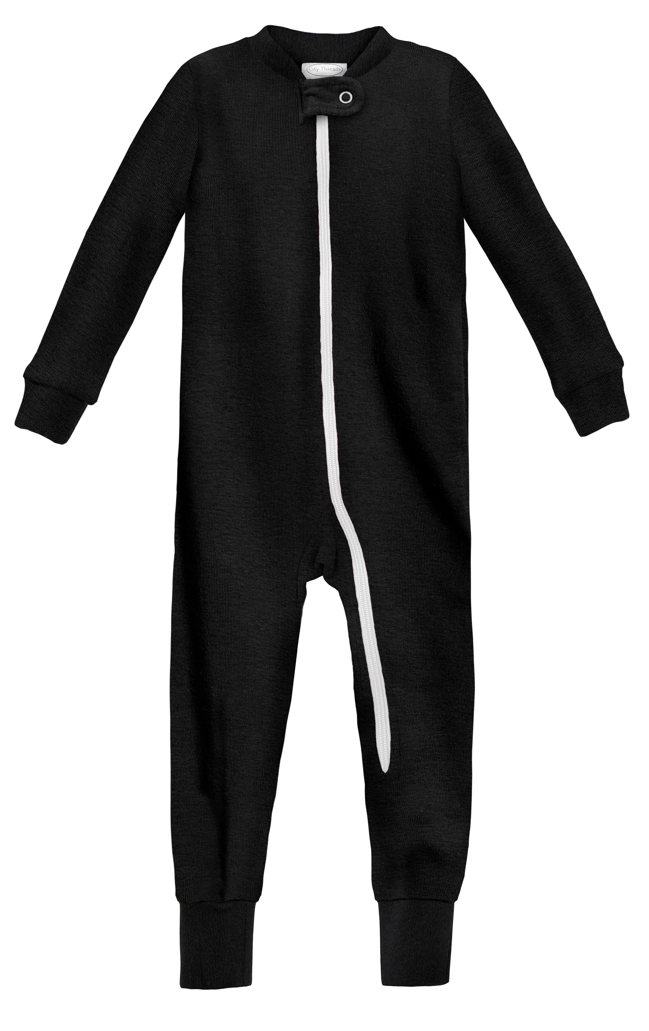 Super-Soft Organic Cotton Footless Zip Footie| Black - Remutear